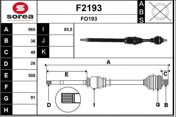 SNRA F2193 - Приводний вал autozip.com.ua