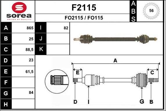 SNRA F2115 - Приводний вал autozip.com.ua