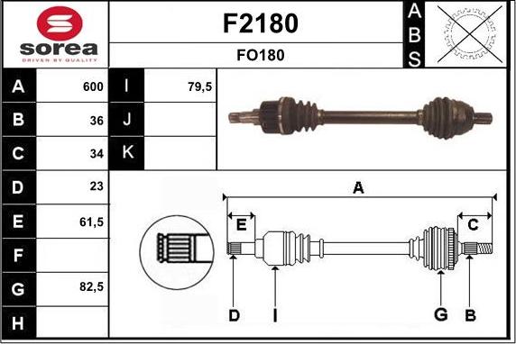 SNRA F2180 - Приводний вал autozip.com.ua