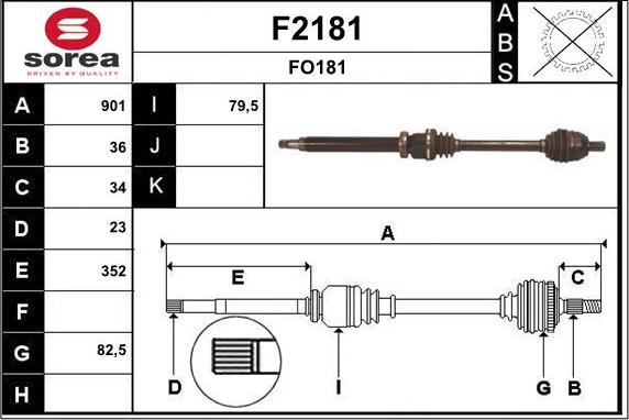 SNRA F2181 - Приводний вал autozip.com.ua