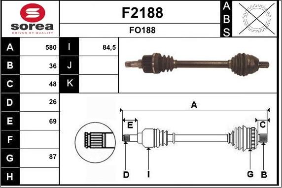 SNRA F2188 - Приводний вал autozip.com.ua