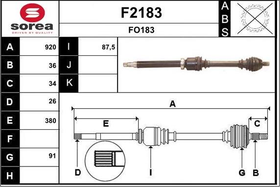 SNRA F2183 - Приводний вал autozip.com.ua