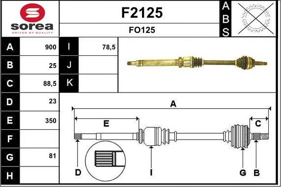 SNRA F2125 - Приводний вал autozip.com.ua