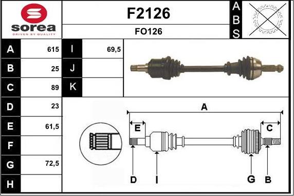 SNRA F2126 - Приводний вал autozip.com.ua