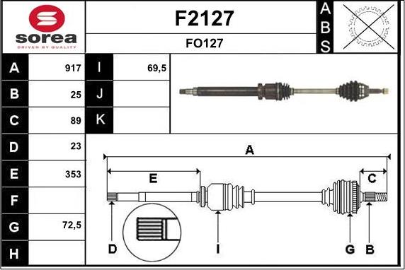 SNRA F2127 - Приводний вал autozip.com.ua