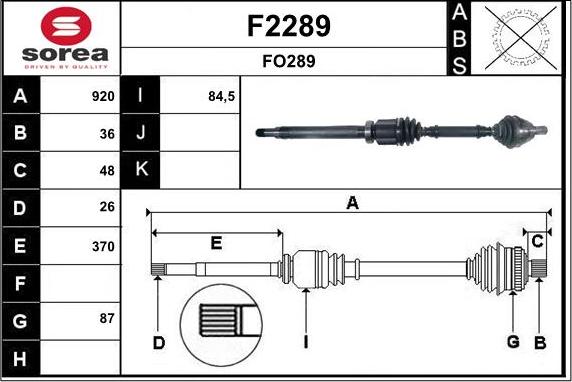 SNRA F2289 - Приводний вал autozip.com.ua
