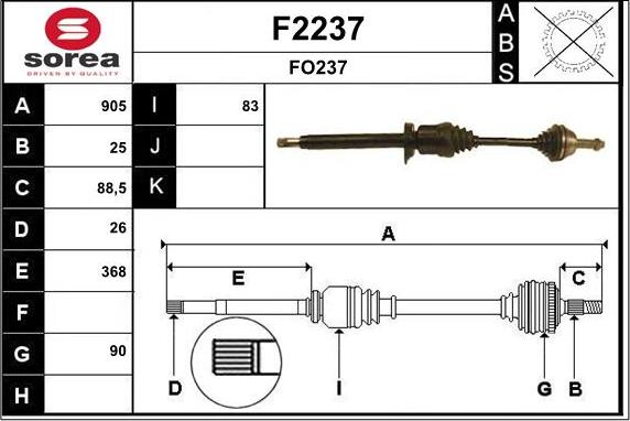 SNRA F2237 - Приводний вал autozip.com.ua