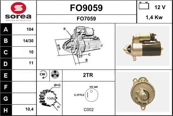 SNRA FO9059 - Стартер autozip.com.ua