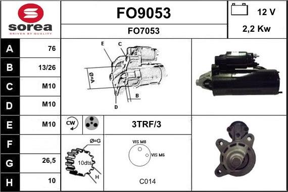 SNRA FO9053 - Стартер autozip.com.ua