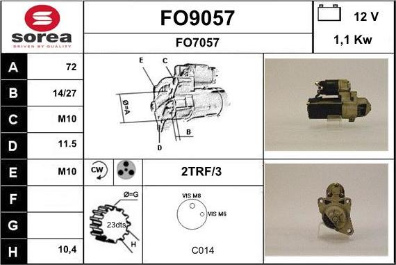 SNRA FO9057 - Стартер autozip.com.ua