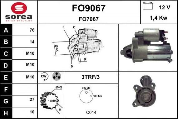 SNRA FO9067 - Стартер autozip.com.ua