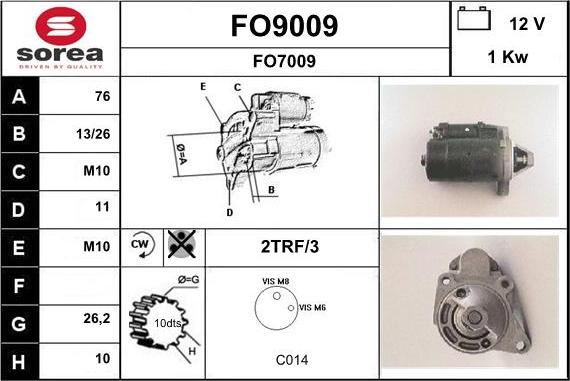 SNRA FO9009 - Стартер autozip.com.ua