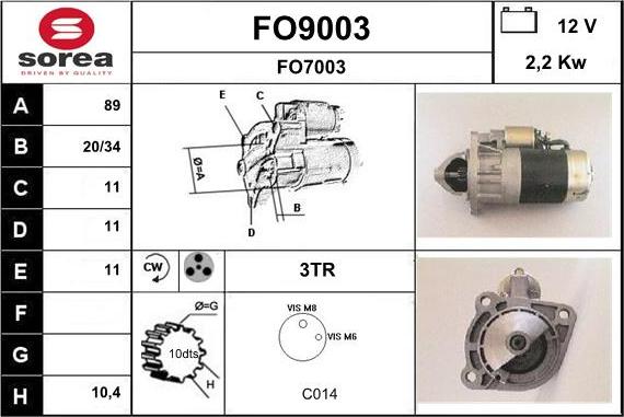 SNRA FO9003 - Стартер autozip.com.ua