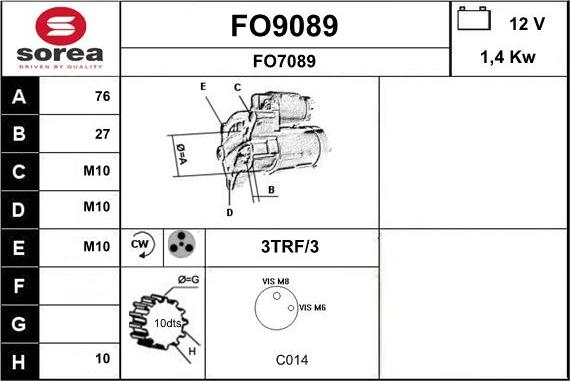 SNRA FO9089 - Стартер autozip.com.ua