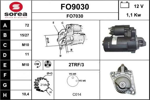 SNRA FO9030 - Стартер autozip.com.ua