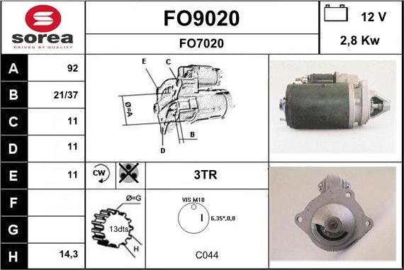 SNRA FO9020 - Стартер autozip.com.ua