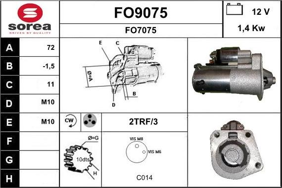 SNRA FO9075 - Стартер autozip.com.ua