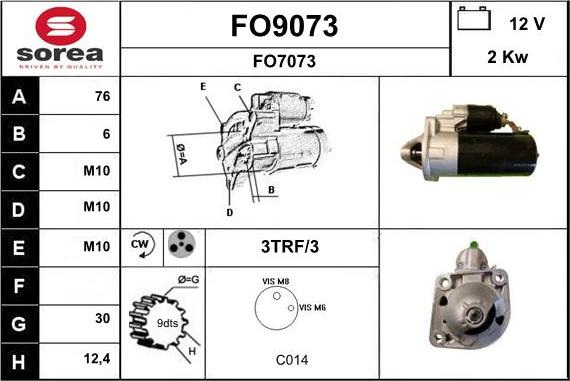 SNRA FO9073 - Стартер autozip.com.ua