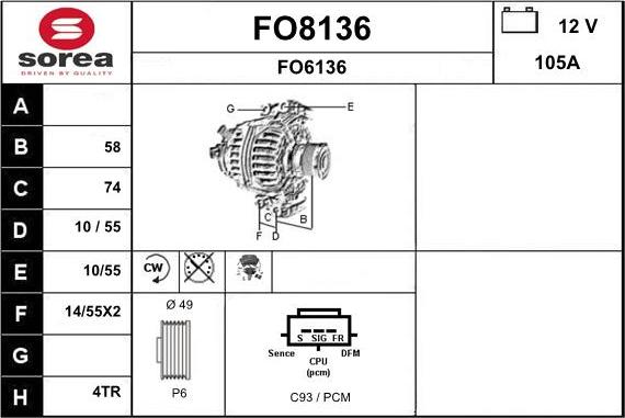 SNRA FO8136 - Генератор autozip.com.ua