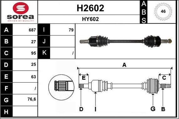 SNRA H2602 - Приводний вал autozip.com.ua