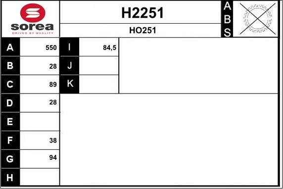 SNRA H2251 - Приводний вал autozip.com.ua