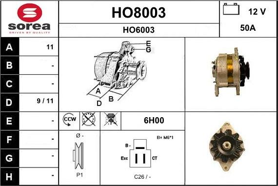 SNRA HO8003 - Генератор autozip.com.ua