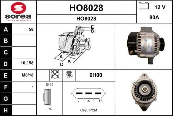 SNRA HO8028 - Генератор autozip.com.ua