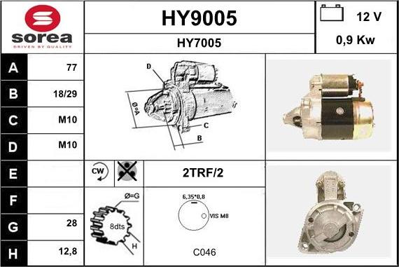 SNRA HY9005 - Стартер autozip.com.ua