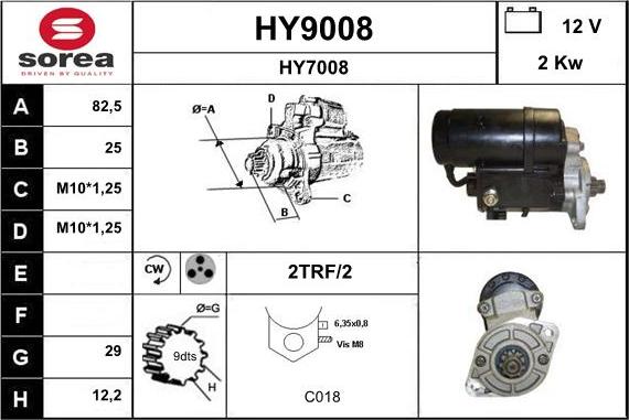 SNRA HY9008 - Стартер autozip.com.ua