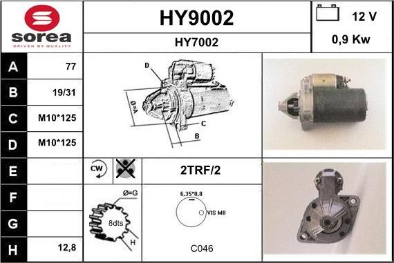 SNRA HY9002 - Стартер autozip.com.ua