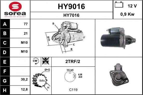 SNRA HY9016 - Стартер autozip.com.ua