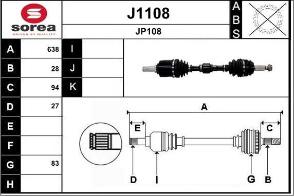 SNRA J1108 - Приводний вал autozip.com.ua