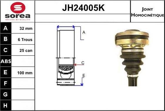 SNRA JH24005K - Шарнірний комплект, ШРУС, приводний вал autozip.com.ua