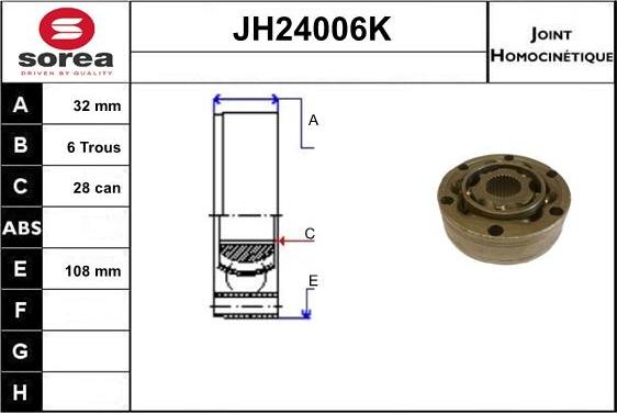 SNRA JH24006K - Шарнірний комплект, ШРУС, приводний вал autozip.com.ua