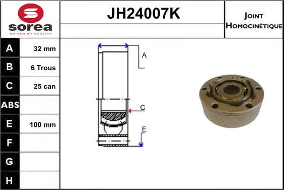 SNRA JH24007K - Шарнірний комплект, ШРУС, приводний вал autozip.com.ua