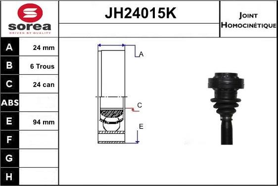 SNRA JH24015K - Шарнірний комплект, ШРУС, приводний вал autozip.com.ua
