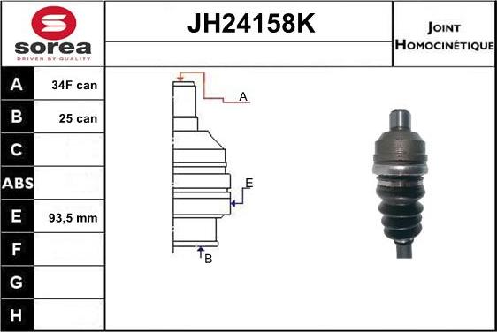 SNRA JH24158K - Шарнірний комплект, ШРУС, приводний вал autozip.com.ua