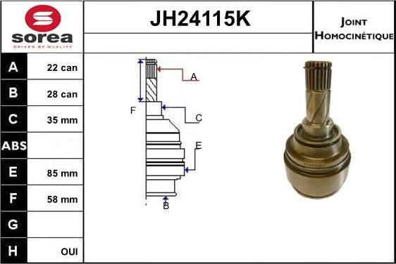 SNRA JH24115K - Шарнірний комплект, ШРУС, приводний вал autozip.com.ua