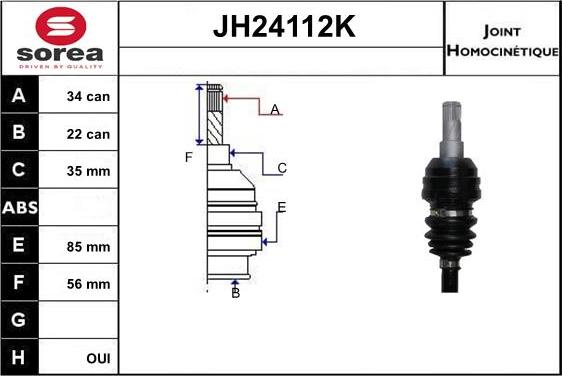 SNRA JH24112K - Шарнірний комплект, ШРУС, приводний вал autozip.com.ua
