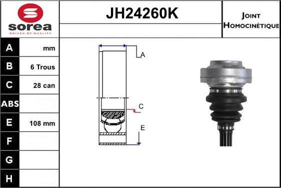 SNRA JH24260K - Шарнірний комплект, ШРУС, приводний вал autozip.com.ua