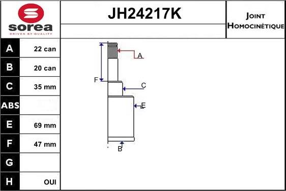 SNRA JH24217K - Шарнірний комплект, ШРУС, приводний вал autozip.com.ua