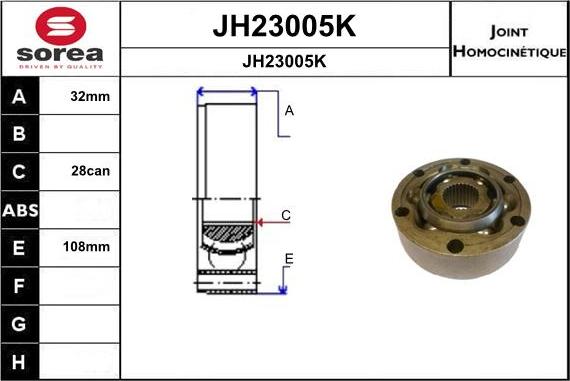 SNRA JH23005K - Шарнірний комплект, ШРУС, приводний вал autozip.com.ua