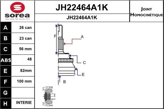 SNRA JH22464A1K - Шарнірний комплект, ШРУС, приводний вал autozip.com.ua