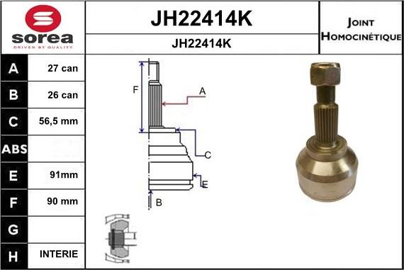 SNRA JH22414K - Шарнірний комплект, ШРУС, приводний вал autozip.com.ua