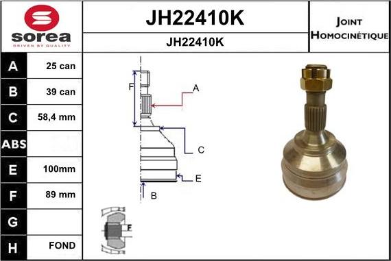 SNRA JH22410K - Шарнірний комплект, ШРУС, приводний вал autozip.com.ua