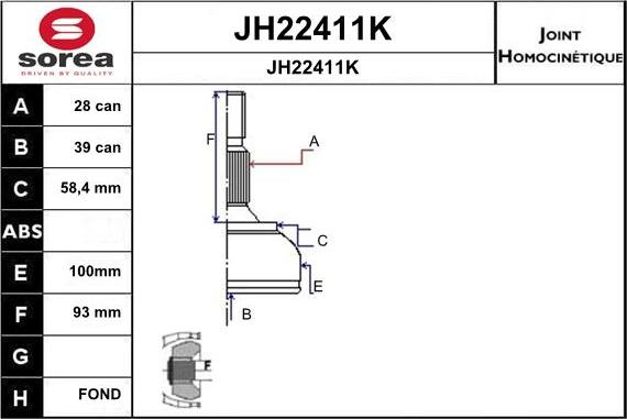 SNRA JH22411K - Шарнірний комплект, ШРУС, приводний вал autozip.com.ua