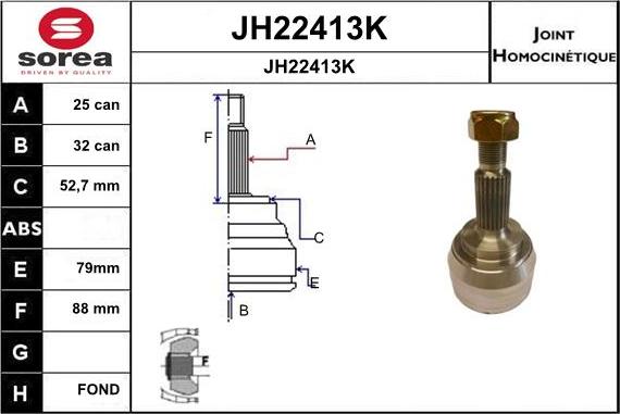 SNRA JH22413K - Шарнірний комплект, ШРУС, приводний вал autozip.com.ua