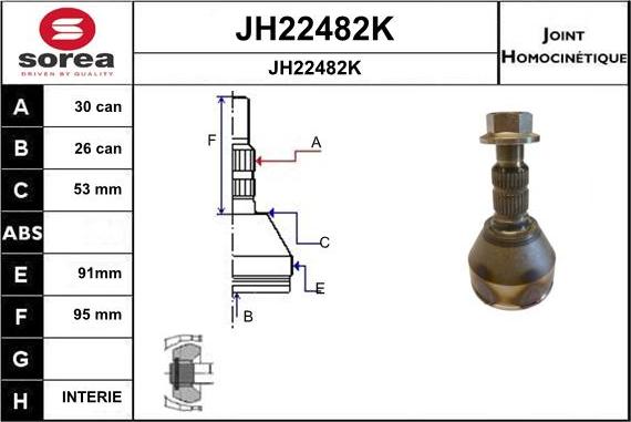 SNRA JH22482K - Шарнірний комплект, ШРУС, приводний вал autozip.com.ua