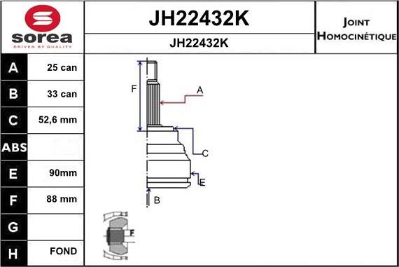 SNRA JH22432K - Шарнірний комплект, ШРУС, приводний вал autozip.com.ua