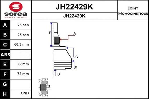 SNRA JH22429K - Шарнірний комплект, ШРУС, приводний вал autozip.com.ua